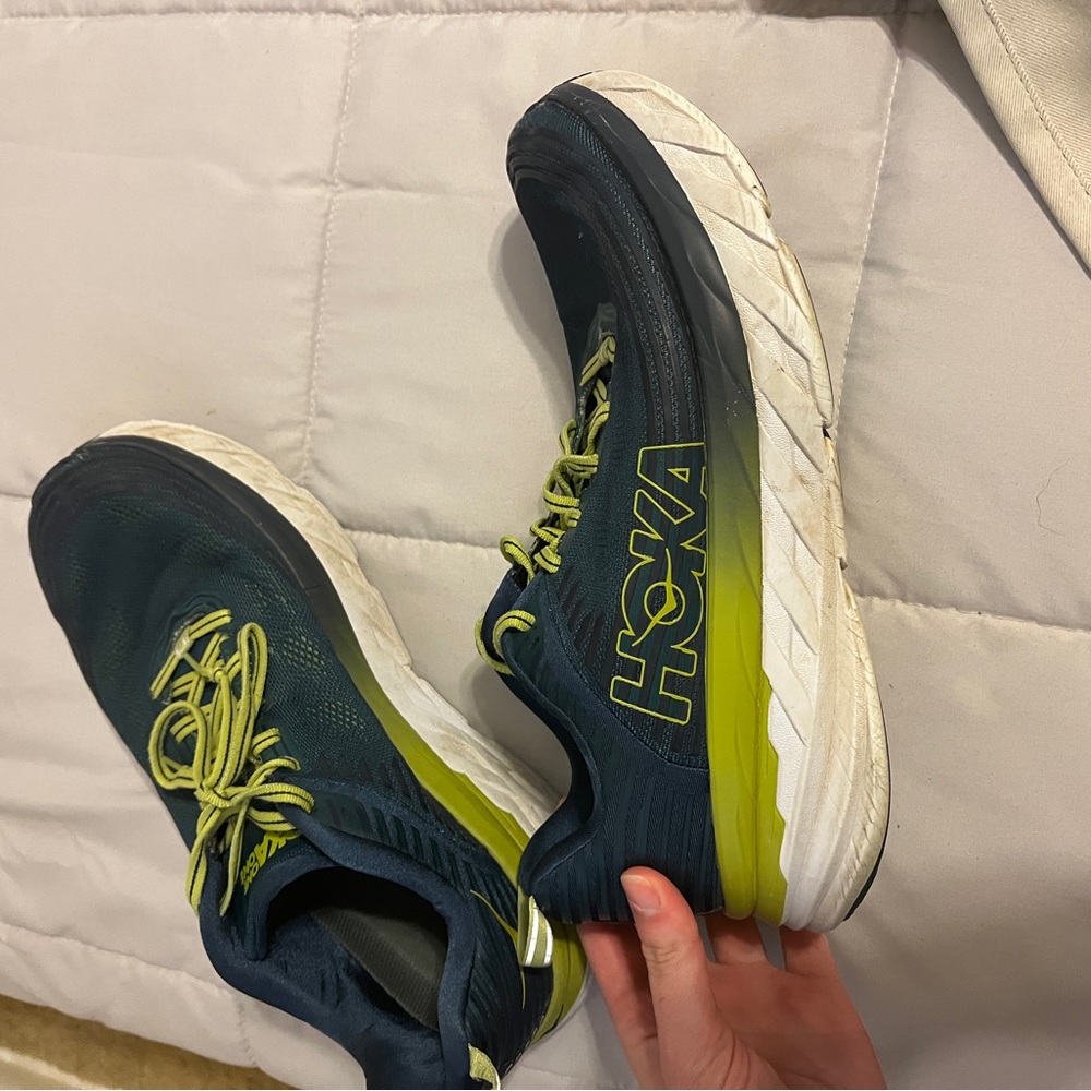 Men’s blue and green Hokas size 10